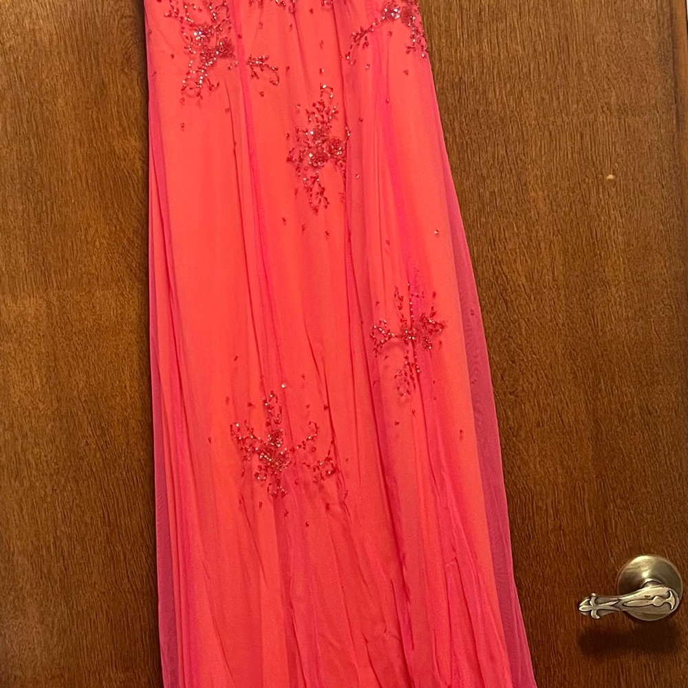 Niki Lavis Halter Neck Sequin Maxi Dress in Orange and Pink